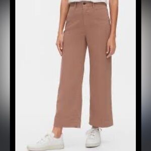 Gap High Rise Wide Leg Crop Chino Khaki Pants Size 16 Stretch in Clay Brown